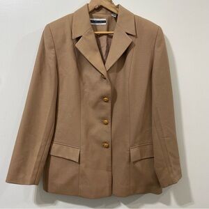 Amanda Smith Pure Wool Tan Lined Neutral Business Boss Lady Blazer Size 12